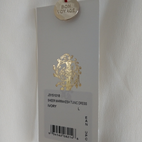 THE JETSET Size L NWT Ivory Embroidered Sheer Marrakesh Long Sleeve Tunic Dress - Picture 7 of 17